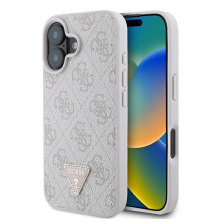 Guess Leather 4G Triangle Strass MagSafe iPhone 16 dėklas – rožinis