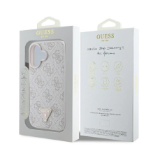 Guess Leather 4G Triangle Strass MagSafe iPhone 16 Case - Pink