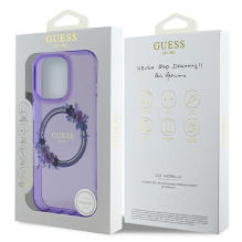 Guess IML Flowers Wreath MagSafe iPhone 16 Pro Case - Purple