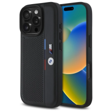 BMW M Perforated Tricolor Detail Line iPhone 16 Pro Max Case - Black