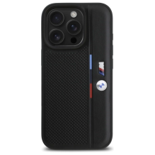 BMW M Perforated Tricolor Detail Line iPhone 16 Pro Max Case - Black