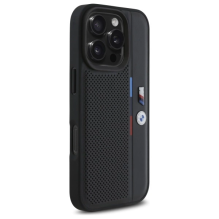 BMW M Perforated Tricolor Detail Line iPhone 16 Pro Max Case - Black