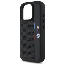 BMW M Perforated Tricolor Detail Line iPhone 16 Pro Max Case - Black