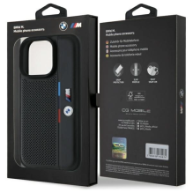 BMW M Perforated Tricolor Detail Line iPhone 16 Pro Max Case - Black