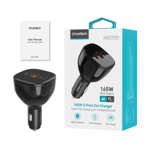 Choetech TC0024 automobilinis įkroviklis 160W 2x USB-C PD 3.1 1x USB-A - juodas