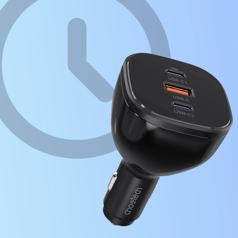 Choetech TC0024 car charger 160W 2x USB-C PD 3.1 1x USB-A - black