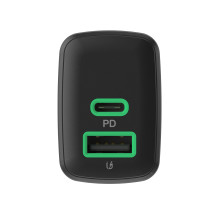 Greencell PowerSource Duo30 Charger USB/USB-C Black Power Adapter 30W Power Delivery