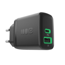 Greencell PowerSource Duo30 Charger USB/USB-C Black Power Adapter 30W Power Delivery