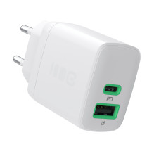 „Greencell PowerSource Duo30“ įkroviklis, USB/USB-C, baltas maitinimo adapteris, 30 W, maitinimo šaltinis