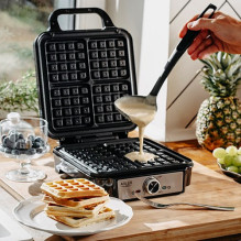 Waffle Maker - Adler AD 3083 4 Wafers 1800W Black/ Silver