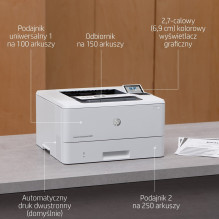 Spausdintuvas - HP LaserJet Enterprise M406dn Juodai Baltas, Kompaktiškas, Stipri Saugumo Sistema, Dvipusis Spausdinimas