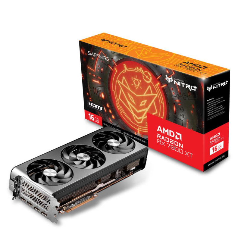 Vaizdo plokštė, SAPPHIRE, AMD Radeon RX 7800 XT, 16 GB, GDDR6, 256 bitų, PCIE 4.0 16x, 2xHDMI, 2xDisplayPort, 11330-01-2