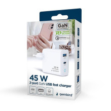 CHARGER USB 45W 2PORT GAN / TA-UC-PDQC45L-W-01 GEMBIRD