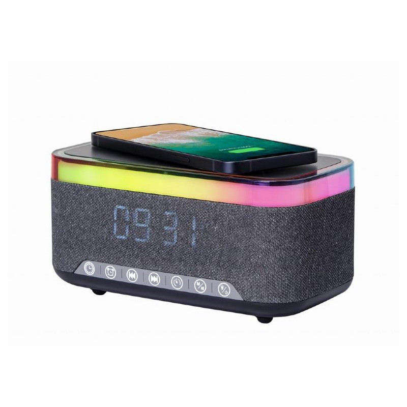 MOBILE CHARGER WRL&amp;ALARM CLOCK / DAC-SPKBT-QC15-BK GEMBIRD