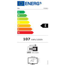 TV Set, TCL, 75&quot;, 4K / Smart, 3840x2160, Wireless LAN, Bluetooth, Google TV, 75V6B