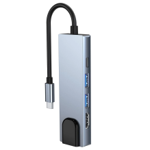 HUB Tech-Protect V3 5in1 USB-C - USB-A 3.0 / USB-A 2.0 / USB-C / HDMI / RJ45 - gray