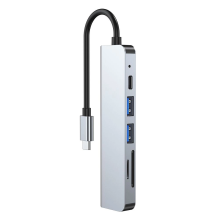 HUB Tech-Protect V4 6in1 USB-C - USB-A 3.0 / USB-A 2.0 / USB-C / HDMI / micro SD / TF / SD card reader - gray