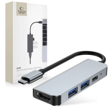 HUB Tech-Protect V2 4in1 USB-C - USB-A 3.0 / USB-A 2.0 / USB-C / HDMI - pilka