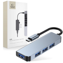 HUB Tech-Protect V1 4in1 USB-C - 3x USB-A 2.0 / USB-A 3.0 - gray