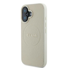 Guess Grained Ring MagSafe dėklas iPhone 16 - smėlio spalvos