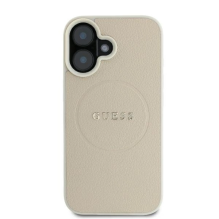 Guess Grained Ring MagSafe dėklas iPhone 16 - smėlio spalvos