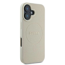 Guess Grained Ring MagSafe dėklas iPhone 16 - smėlio spalvos