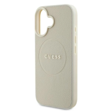 Guess Grained Ring MagSafe dėklas iPhone 16 - smėlio spalvos