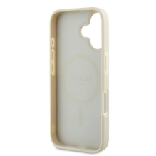 Guess Grained Ring MagSafe dėklas iPhone 16 - smėlio spalvos