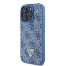 Guess Leather 4G Triangle Strass MagSafe Case for iPhone 16 Pro - Blue