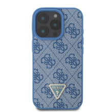 Guess Leather 4G Triangle Strass MagSafe Case for iPhone 16 Pro - Blue