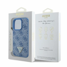 Guess Leather 4G Triangle Strass MagSafe Case for iPhone 16 Pro - Blue