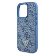 Guess Leather 4G Triangle Strass MagSafe Case for iPhone 16 Pro Max - Blue