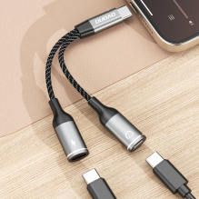 Dudao L13C+ 2in1 USB-C adapteris – pilkas