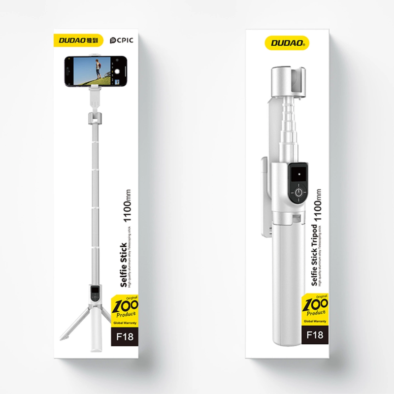 Selfie stick / telescopic pole with tripod Dudao F18W - white