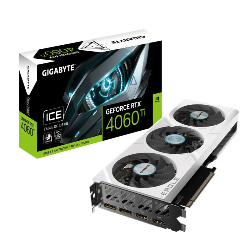 Graphics Card, GIGABYTE, NVIDIA GeForce RTX 4060 Ti, 8 GB, GDDR6, 128 bit, PCIE 4.0 16x, GPU 2550 MHz, 2xHDMI, 2xDisplay