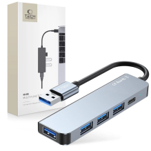 HUB Tech-Protect V0 5in1 USB-A - USB-A 3.0 / 3x USB-A 2.0 / USB-C - gray