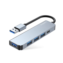 HUB Tech-Protect V0 5in1 USB-A - USB-A 3.0 / 3x USB-A 2.0 / USB-C - gray