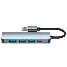 HUB Tech-Protect V0 5in1 USB-A - USB-A 3.0 / 3x USB-A 2.0 / USB-C - gray