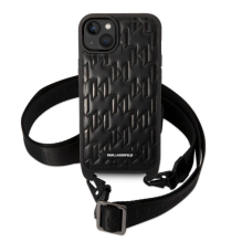 Karl Lagerfeld KLHCP14MSTMK iPhone 14 Plus 6.7&quot; hardcase black / black Monogram Plaque Logo Strap