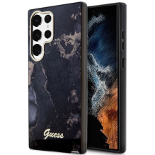 Guess GUHCS23LHTMRSK S23 Ultra S918 black / black hardcase Golden Marble Collection