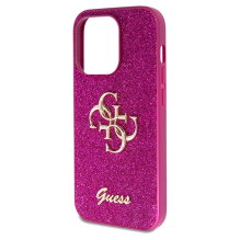 Guess Glitter Script Big 4G dėklas, skirtas iPhone 15 Pro - violetinė