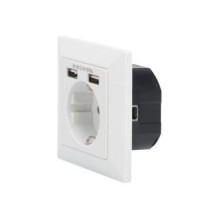 Digitus Safety socket for flush mounting with 2 USB ports , DA-70613