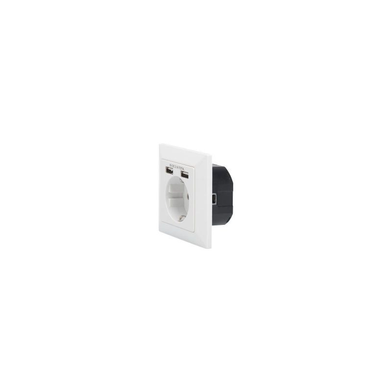 Digitus Safety socket for flush mounting with 2 USB ports , DA-70613