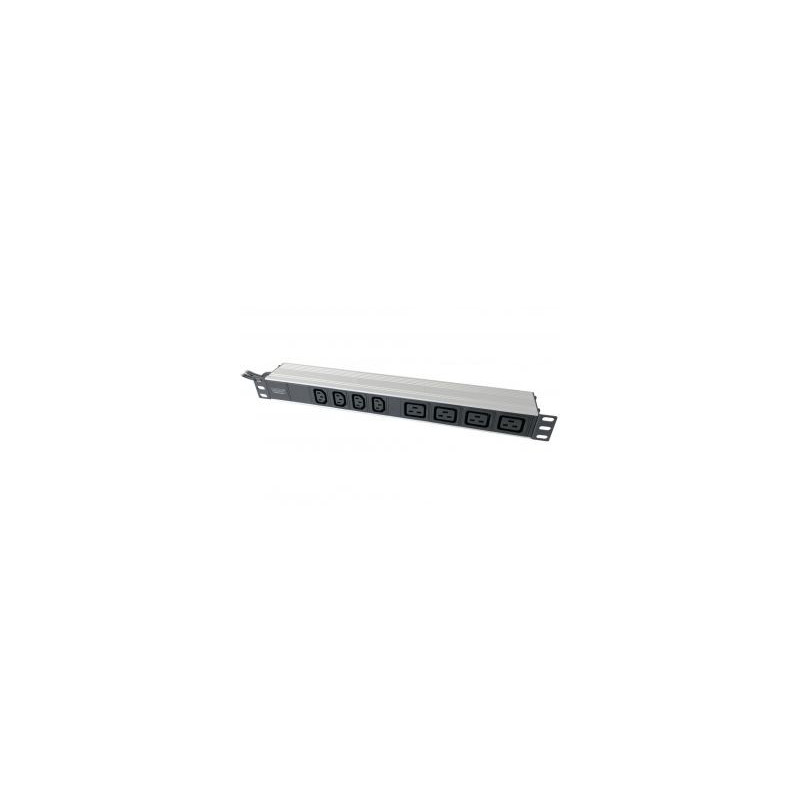 Digitus 1U Aluminum PDU, rackmountable, 4x C13, 4x C19 2x 16A Plug, 250VAC 50 / 60Hz open end , DN-95423