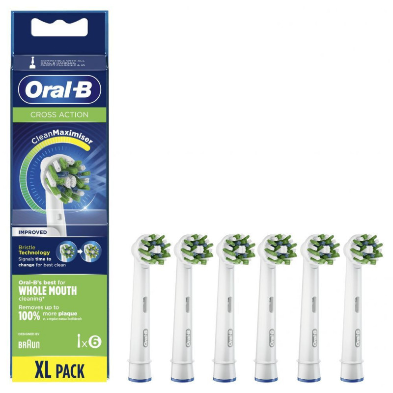 Oral-B CrossAction Replaceable Toothbrush Heads , EB50RB-6 , Heads , For adults , Number of brush heads included 6 , Whi