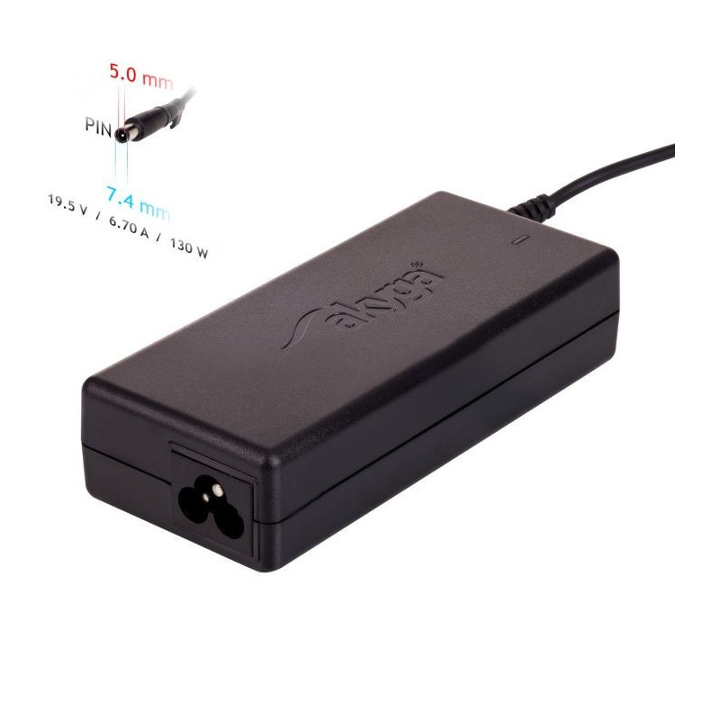 Charger for laptop Akyga AK-ND-57 (19.5V / 6.7A 130W 7.4 x 5.0mm + pin) DELL 1.2m