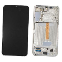 LCD screen Samsung S906 S22 Plus with touch screen and frame White original (service pack)