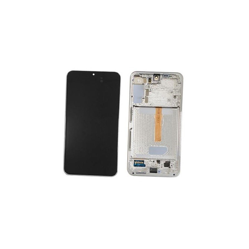 LCD screen Samsung S906 S22 Plus with touch screen and frame White original (service pack)