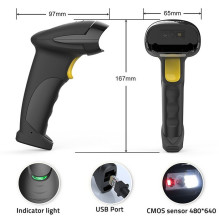 Qoltec 50853 Laser barcode scanner 1D , 2D , Black