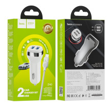 Automobilinis įkroviklis Hoco Z40 Superior Dual Port + MicroUSB baltas